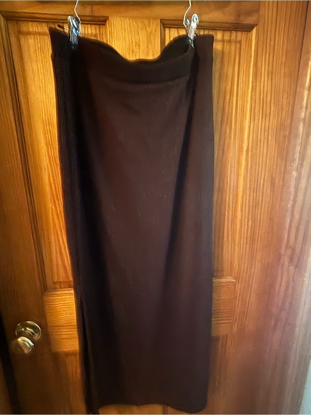 Women’s Brown with copper shimmer  Ribbed Maxi Skirt - Sleek Everyday Style